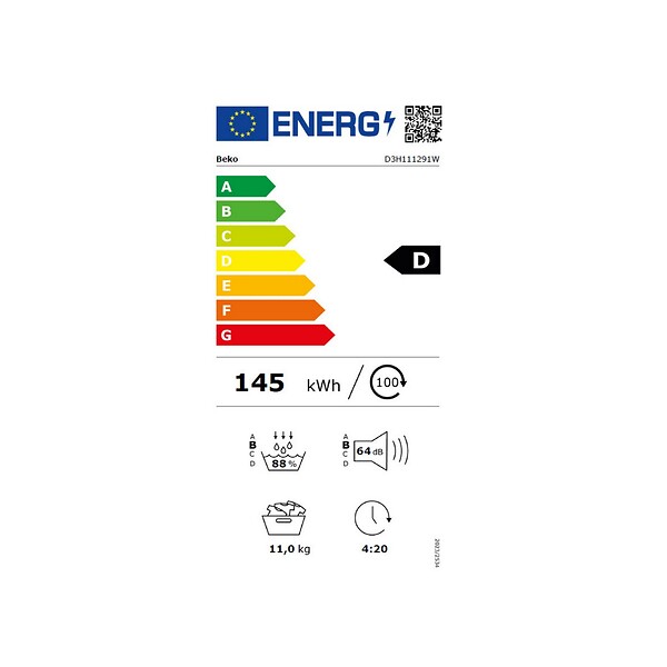 BEKO - Sèche-linge Pompe à Chaleur 60cm 11kg Blanc - D3H111291W - large