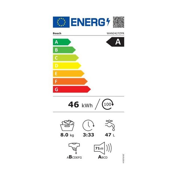 BOSCH - Lave-linge Frontal 60cm 8kg 1200 Tours/min - WAN2427ZFR - large