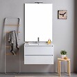 KIAMAMI VALENTINA - Meuble De Salle De Bains Suspendu 80Cm 2 Tiroirs Blanc Avec Miroir 80X110 | Bilbao - vignette