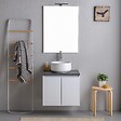 KIAMAMI VALENTINA - Meuble Salle De Bain 60Cm Blanc Avec Plateau Anthracite Et Miroir 60X80 | Bilbao - vignette