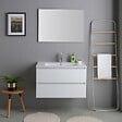 KIAMAMI VALENTINA - Meuble Salle De Bain Suspendu 80Cm Blanc Avec Lavabo Et Miroir | Bilbao - vignette