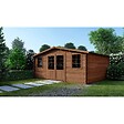 ALTANKA - Abri de jardin en bois - 34.8m2 - 5.9x5.9m - Traité - Ep. 45mm - Couleur: marron - DOM656 - vignette