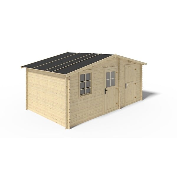 ALTANKA - Abri de jardin en bois - 15m2 - 5x3m - Ep. 28mm - Couleur: naturel - DOM578 - large