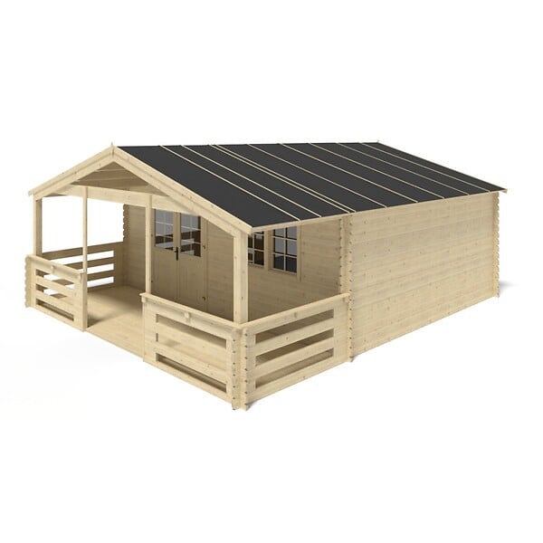 ALTANKA - Terrasse en bois avec balustrade pour abri en bois - 12m2 - 6m x 2m - couleur: naturel - DOM555 - large