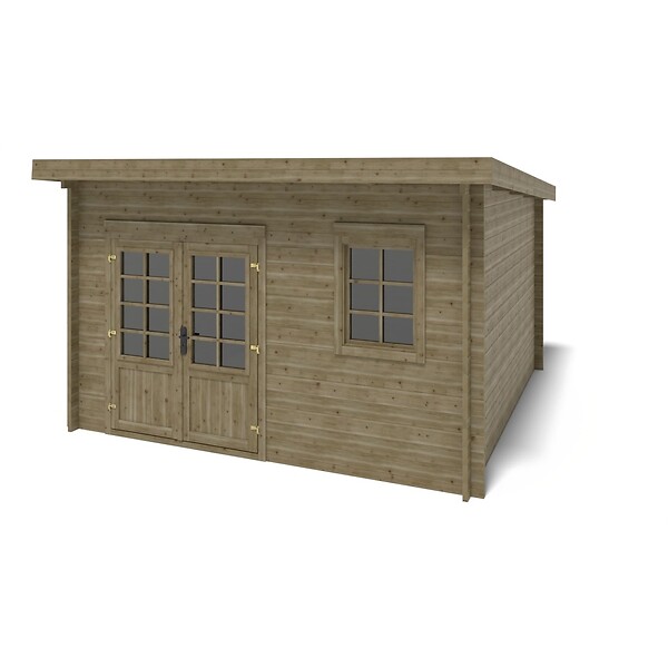 ALTANKA - Abri de jardin en bois - 12m2 - 4x3m - Traité - Ep. 40mm - Couleur: vert - DOM717 - large