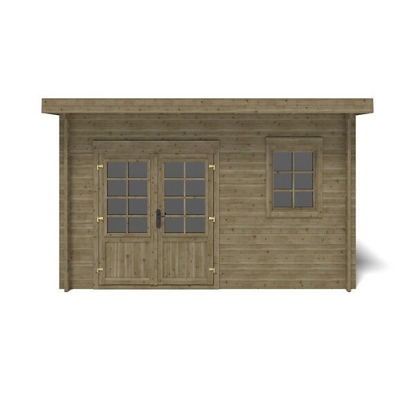 ALTANKA - Abri de jardin en bois - 12m2 - 4x3m - Traité - Ep. 40mm - Couleur: vert - DOM717 - large