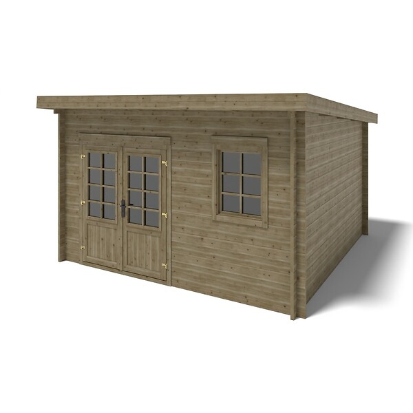 ALTANKA - Abri de jardin en bois - 16m2 - 4x4m - Traité - Ep. 40mm - Couleur: vert - DOM716 - large