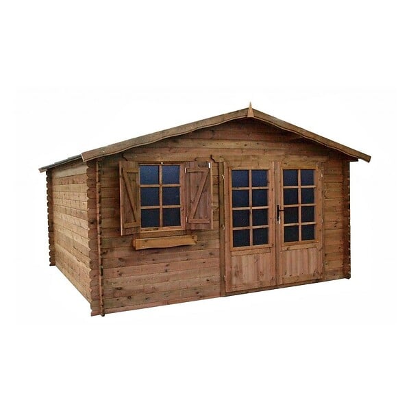 ALTANKA - Abri de jardin en bois - 16m2 - 4x4m - Traité - Ep. 28mm - Couleur: marron - DOM181 - large