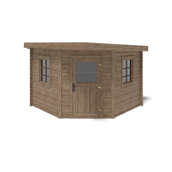 ALTANKA - Abri de jardin en bois - 8m2 - 3x3m - Traité - Ep. 28mm - Couleur: marron - DOM753 - large