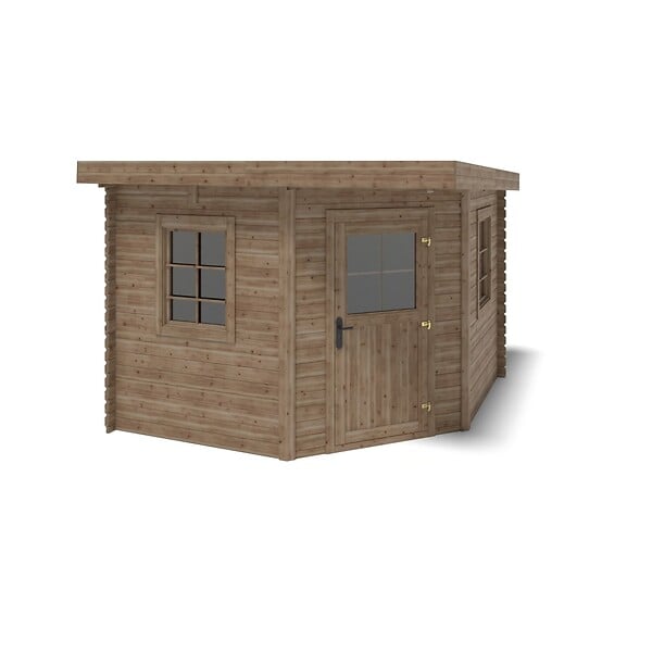 ALTANKA - Abri de jardin en bois - 8m2 - 3x3m - Traité - Ep. 28mm - Couleur: marron - DOM753 - large