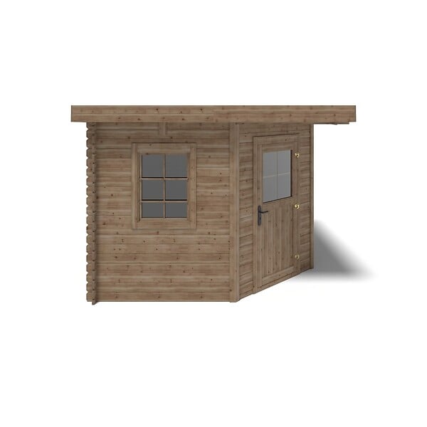 ALTANKA - Abri de jardin en bois - 8m2 - 3x3m - Traité - Ep. 28mm - Couleur: marron - DOM753 - large