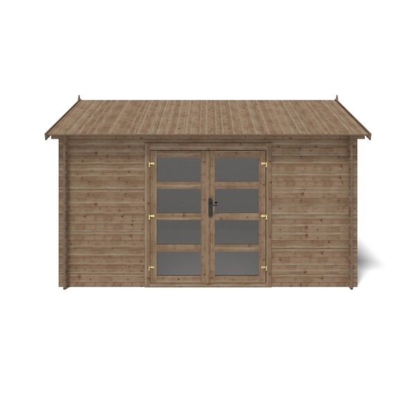 ALTANKA - Abri de jardin en bois - 12m2 - 4x3m - Traité - Ep. 28mm - Couleur: marron - DOM677 - large