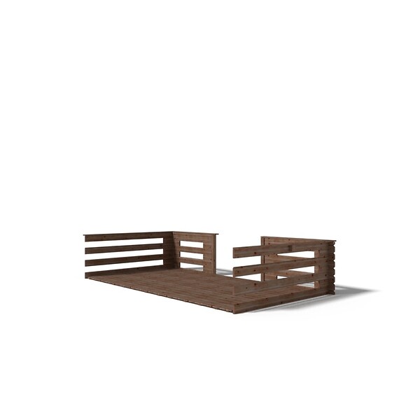 ALTANKA - Terrasse en bois avec balustrade pour abri en bois - 8m2 - 4m x 2m - imprégnée - couleur: marron - DOM79 - large