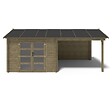ALTANKA - Abri de jardin en bois - 17.4m2 - 5.79x3m - Traité - Ep. 28mm - Couleur: vert - DOM718 - vignette