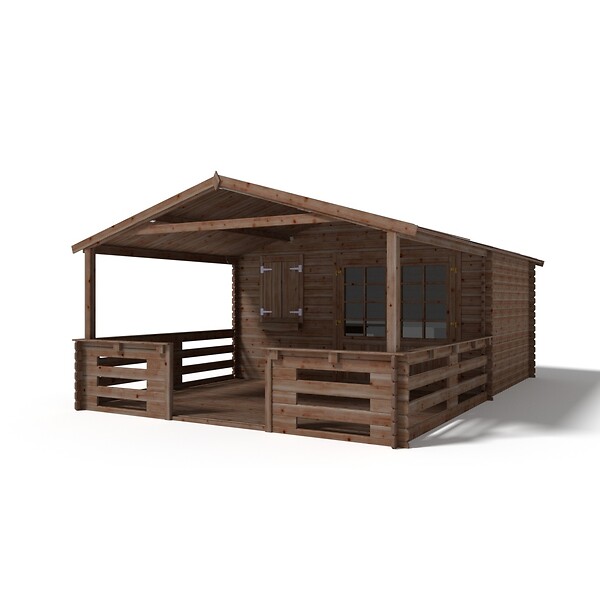 ALTANKA - Terrasse en bois avec balustrade pour abri en bois - 12m2 - 4m x 3m - imprégnée - couleur: marron - DOM542 - large