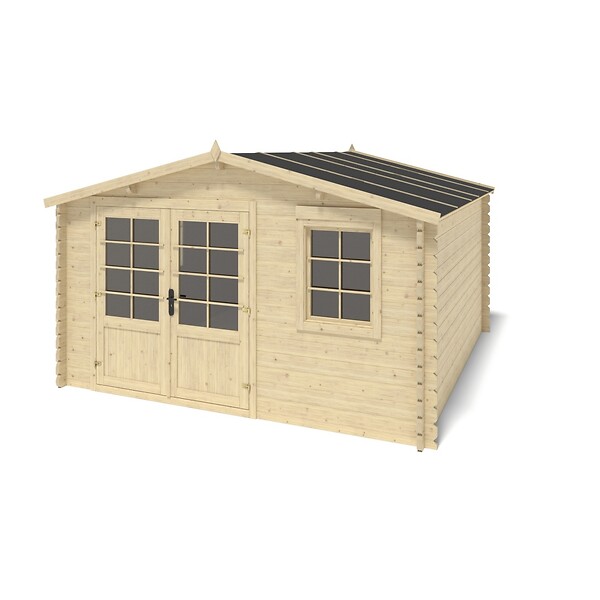 ALTANKA - Abri de jardin en bois - 15.21m2 - 3.9x3.9m - Ep. 40mm - Couleur: naturel - DOM658 - large