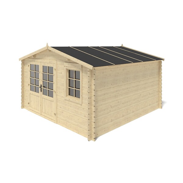 ALTANKA - Abri de jardin en bois - 15.21m2 - 3.9x3.9m - Ep. 40mm - Couleur: naturel - DOM658 - large