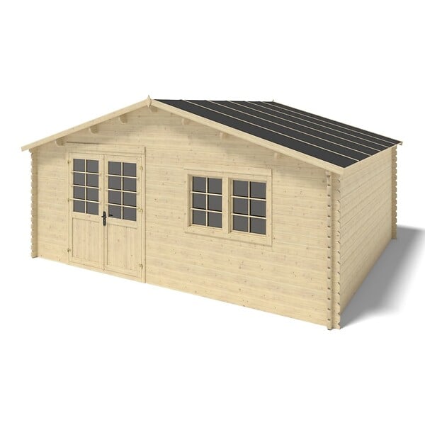 ALTANKA - Abri de jardin en bois - 30m2 - 6x5m - Ep. 40mm - Couleur: naturel - DOM747 - large
