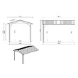 ALTANKA - Avant-toit en bois 4x2.76m pour le chalet de jardin 4m, traité, marron - DOS194 - vignette
