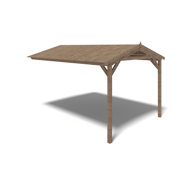 ALTANKA - Avant-toit en bois 4x2.76m pour le chalet de jardin 4m, traité, marron - DOS194 - large