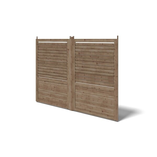 ALTANKA - Clôture, panneaux bois persiennés, ensemble - imprégné en brun - DOM703 - large