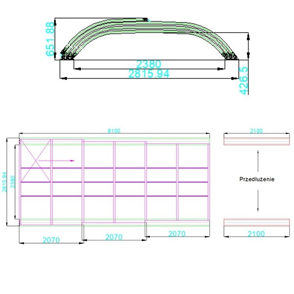 ALTANKA - Abri de piscine Horizon - 6.1x2.38 m - polycarbonate massif 3 mm - pour piscine BAS7306 - ECO336 - large