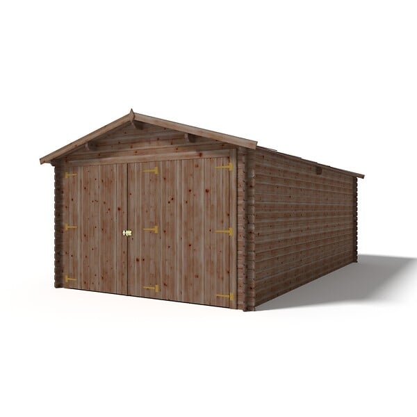 ALTANKA - Garage en bois - 21m2 - 3.5x6m - imprégné - Ep. 28mm - couleur: marron - GAR20 - large