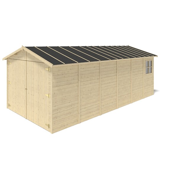 ALTANKA - Garage en bois - 18.19m2 - 3.05x5.91m - Ep. 18mm - couleur: naturel - GAR29 - large