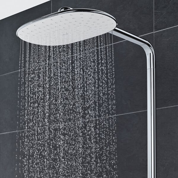 GROHE - Colonne de douche thermostatique Rainshower System SmartControl Mono 360 Blanc/chromé + Tablette douche d'angle Start Cube - large