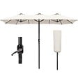 VOUNOT - Parasol Jardin Double Aluminium 270 x 460 cm beige - vignette