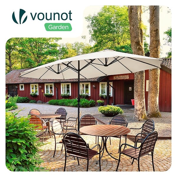 VOUNOT - Parasol Jardin Double Aluminium 270 x 460 cm beige - large