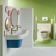 VITRA - Lavabo pour enfant VitrA Sento Kids 85 cm + cache siphon bleu + siphon et bonde WIRQUIN - vignette