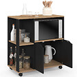 ID MARKET - Desserte de cuisine COSI bois noir et plateaux façon hêtre L.76 CM - vignette