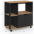 ID MARKET - Desserte de cuisine COSI bois noir et plateaux façon hêtre L.76 CM - vignette
