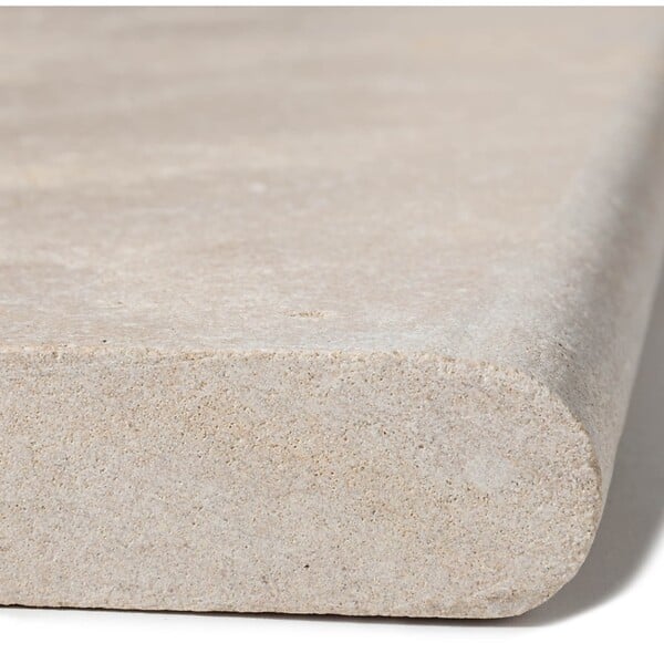 RO'MA NATURE - Margelle de piscine Pierre de l'Atlas Beige 61x33x3 cm Bord 1/2 Rond (à l'unité) - large