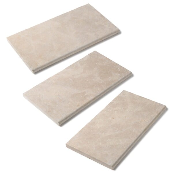 RO'MA NATURE - Margelle de piscine Pierre de l'Atlas Beige 61x33x3 cm Bord 1/2 Rond (à l'unité) - large