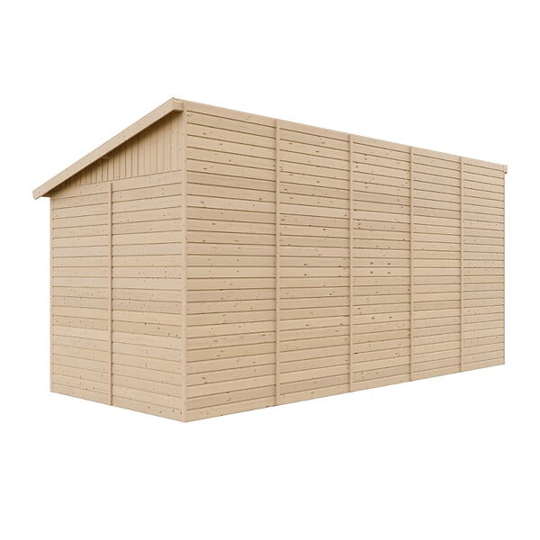 TIMBELA - Abri de Jardin en Bois Naturel (avec paroi latérale) PLUS LES PLANCHERS IMPRÉGNÉ - H244xl218xL514 cm/10 m2 - M341A+M341G - large