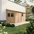 TIMBELA - TIMBELA M340+M340G Abri de Jardin en Bois Naturel (sans paroi latérale) PLUS LES PLANCHERS IMPRÉGNÉ- H243xl216xL416 cm/8 m2 - vignette