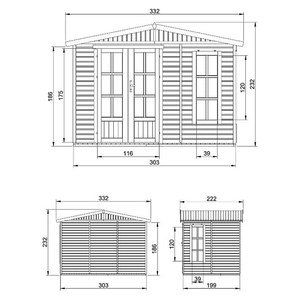 TIMBELA - Abri de jardin en bois 6 m2 - avec des bardeaux bitumineux - M334FB+H334FBBROWN - large