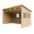 TIMBELA - Abri de Jardin en Bois Naturel (sans paroi latérale)- H243xl216xL416 cm/8 m2 - M340 - vignette