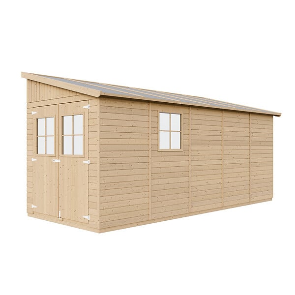 TIMBELA - TIMBELA M341 Abri de Jardin en Bois Naturel (sans paroi latérale) - H244xl216xL513 cm/10 m2 - large