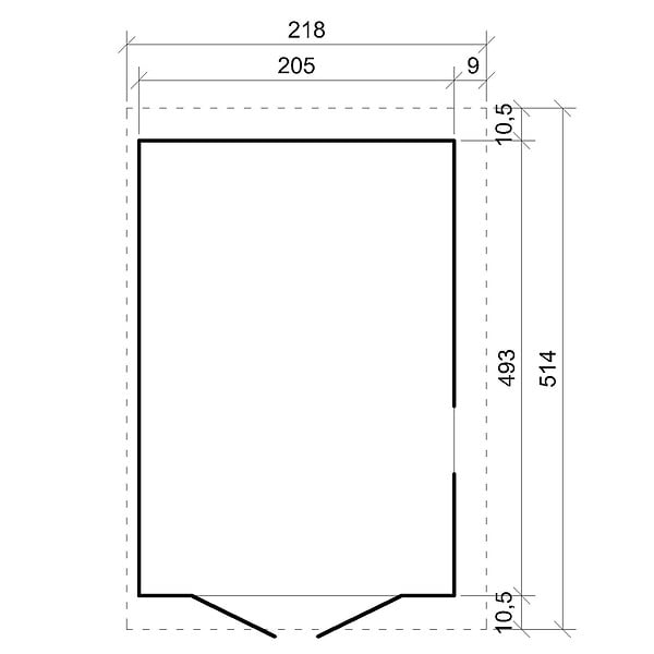 TIMBELA - Abri de Jardin en Bois Naturel (avec paroi latérale) - H244xl218xL514 cm/10 m2 - M341A - large