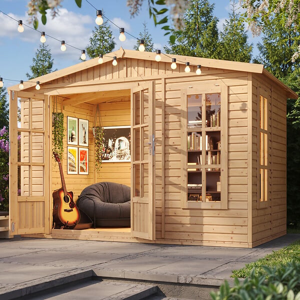 TIMBELA - Abri de jardin en bois 6 m2 - avec des bardeaux bitumineux - M334FB+H334FBRED - large
