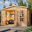 TIMBELA - Abri de jardin en bois 6 m2 - avec des bardeaux bitumineux - M334FB+H334FBRED - vignette