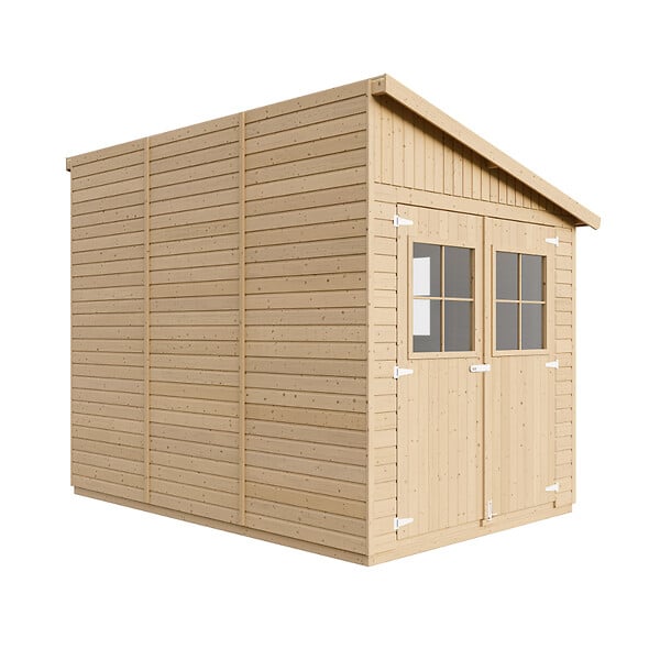 TIMBELA - TIMBELA M339A+M339G  Abri de Jardin en Bois Naturel (avec paroi latérale) AVEC LES PLANCHERS IMPRÉGNÉ- H244xl218xL318 cm/6 m2 - large