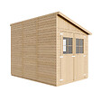 TIMBELA - TIMBELA M339A+M339G  Abri de Jardin en Bois Naturel (avec paroi latérale) AVEC LES PLANCHERS IMPRÉGNÉ- H244xl218xL318 cm/6 m2 - vignette