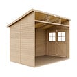 TIMBELA - Abri de Jardin en Bois Naturel (sans paroi latérale) AVEC LES PLANCHERS IMPRÉGNÉ - H243xl216xL318 cm/6 m2 - M339+M339G - vignette