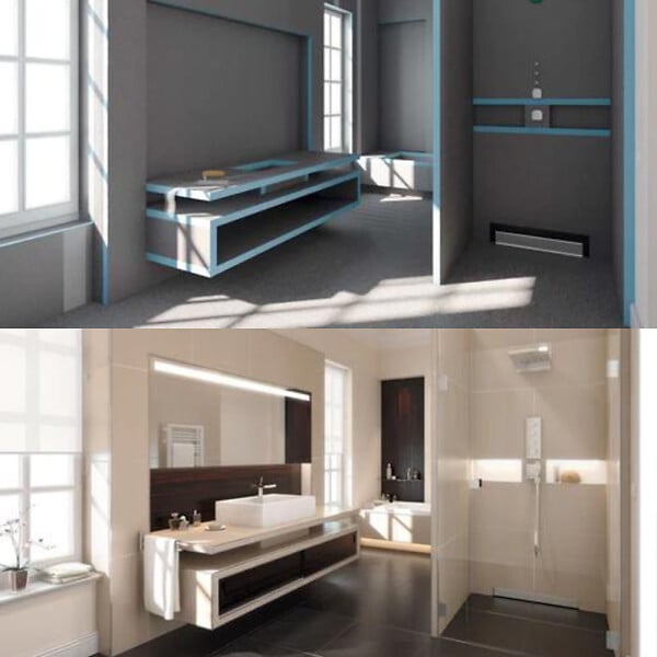 WEDI - Pack 3 panneaux de construction 250 x 60 x 5 cm + colle polymere étanchéité 610 + bande d'armature collante - large