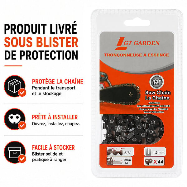 GT GARDEN - Chaîne 44 maillons pour multifonction 4 en 1 et outil sur perche - large