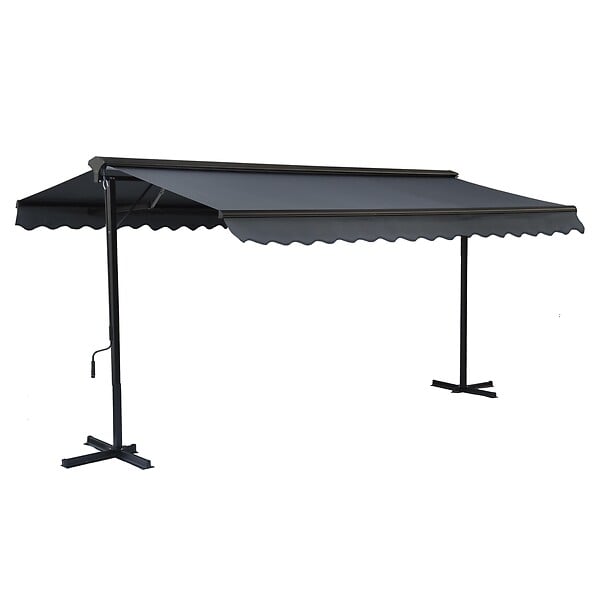 OVIALA - Store double pente avec coffre 3 x 4 m en aluminium gris anthracite  - Delgada - large